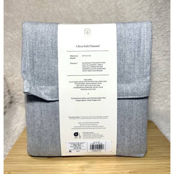 Threshold Ultra Soft Flannel Sheet Set Twin/Twin XL Melange Gray NEW - Picture 6 of 6